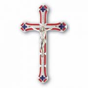 Italian 5'' Silver Plated Red Enameled Salerni Cross