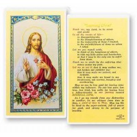 25pk - Learning Christ with Sacred Heart of Jesus Laminated Holy Card  Pk 25