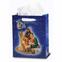 10pk - Gift Bag with Tissue Paper Nativity Medium 10" x 8" inc of 10