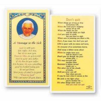 25pk - Message to the Sick Don"t Quit Laminated Holy Card  Pk 25