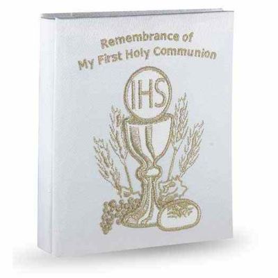 Metallic Gold Embroidered Satin First Communion Album 5.5 x 7 inch - 846218069992 - 3916
