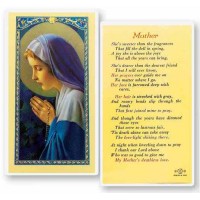 25pk - Mother with Madonna Praying Rosary Laminated Holy Card  Pk 25