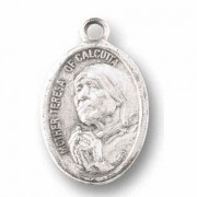 25pk - 1" Oval Oxidized Saint Teresa Pray for Us Medal  sold in inc of 25