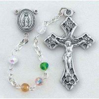 Multi-color Tin Cut Multi-faceted Crystal Bead Rosary