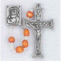 Natural Oval Wood Beads Handcrafted Rosary