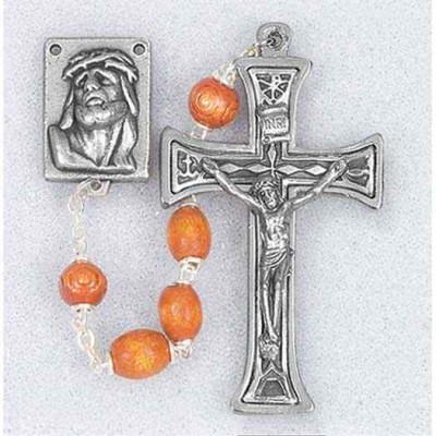 Natural Oval Wood Beads Handcrafted Rosary - 846218022171 - 01282NT