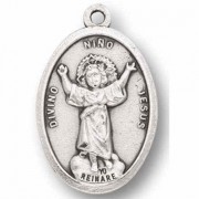 25pk - 1" Oval Oxidized Divino Nino Pray for Us Medal  sold in inc of 25