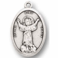 25pk - 1" Oval Oxidized Divino Nino Pray for Us Medal  sold in inc of 25