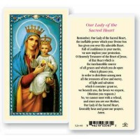 25pk - Our Lady of the Sacred Heart Laminated Holy Card  Pk 25