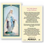 25pk - Our Lady Queen of the Universe Laminated Holy Card  Pk 25