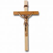 Oak 10 inch Wood Cross With Museum Gold Corpus
