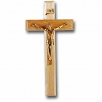 Oak 11 inch Cross w/Museum Gold Corpus