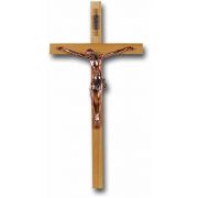 Oak Cross With Antique Copper Plated Corpus