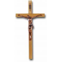 Oak Cross With Antique Copper Plated Corpus