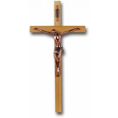 Oak Cross With Antique Copper Plated Corpus -  - 23C-13O2