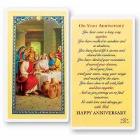 25pk - On Your Anniversary Laminated Holy Card  Pk 25