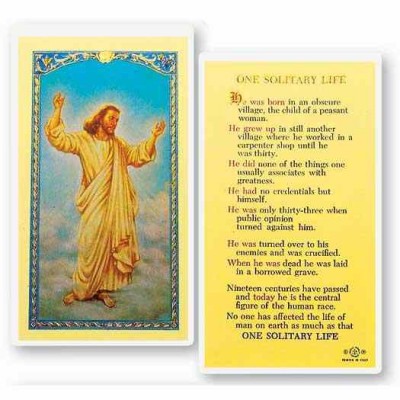 One Solitary Life -risen Christ 2 x 4 inch Holy Card (50 Pack) - 846218015128 - E24-775