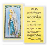 25pk - Oracion a Nuestra Senora De Lourdes Laminated Holy Card Pk 25