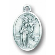 25pk - 1" Oval Oxidized Our Lady of the Annunciation Pray for Us Medal  sold in inc of 25