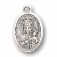 Our Lady Of Czestochowa/Sacred Heart Silver Oxidized Medal (25 Pack)