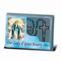 Our Lady Of Grace Specialty Rosary with Light Blue Crystal Beads
