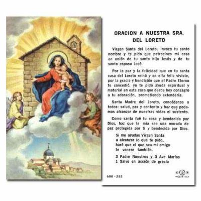 Our Lady Of Loreto 2 x 4 inch Holy Cards - (Pack of 100) - 846218008496 - 600-292