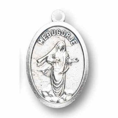 Our Lady of Medugorje Silver Oxidized Medal (25 Pack) - 846218077119 - 1086-296