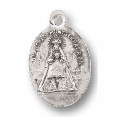 Our Lady Of Montserrat/Sacred Heart Silver Oxidized Medal (25 Pack) - 846218077072 - 1086-288