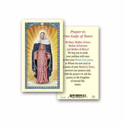 Our Lady Of Tears 2 x 4 inch Holy Card (50 Pack) - 846218042797 - E24-232