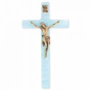 Pearlized Blue Cross With Antiqued Gold Corpus 7 inch