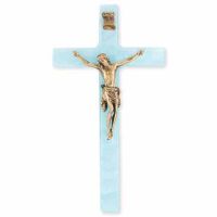 Pearlized Blue Cross With Antiqued Gold Corpus 7 inch