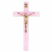 Pearlized Pink Cross w/Antiqued Gold Corpus 7 inch