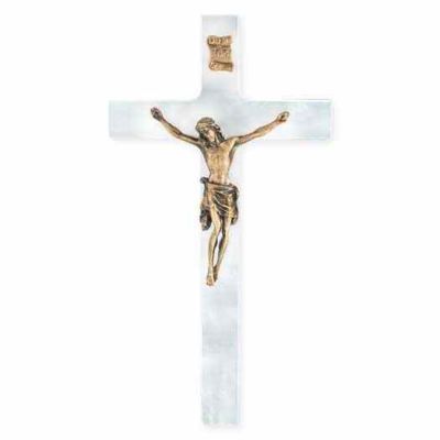 Pearlized White Cross With Antiqued Gold Corpus 7 inch - 846218070523 - 50M-7WP