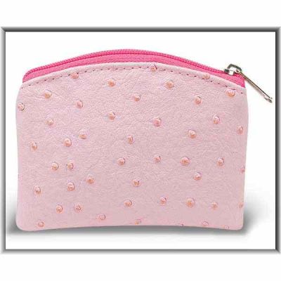 Pink Ostrich Skin Pattern Rosary Pouch - (Pack Of 4) - 846218043480 - 1671-03