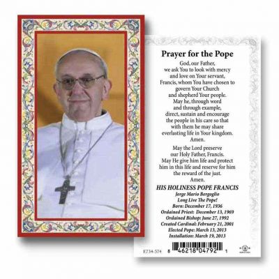 Pope Francis 2 x 4 inch Holy Card - (Pack of 100) - 846218047921 - 734-574