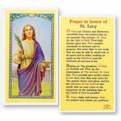Prayer In Honor Of Saint Lucy 2 x 4 inch Holy Card (50 Pack) - 846218025141 - E24-478
