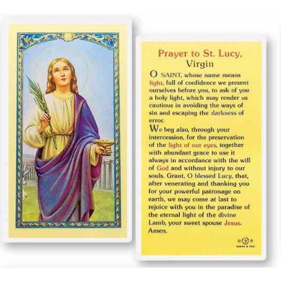 Prayer To Saint Lucy Holy Card - (Pack Of 31) - - E24-479 Prayer To Saint Lucy Holy Card - (Pack Of 31) - - E24-479