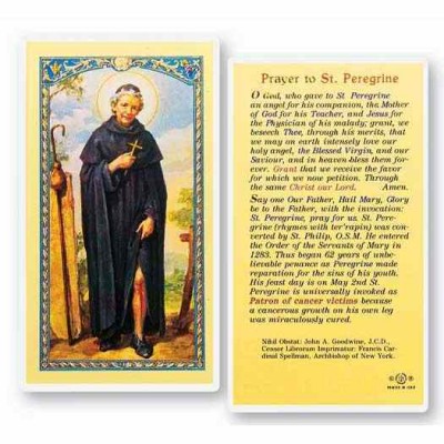 Prayer To Saint Peregrine 2 x 4 inch Paper Holy Cards (50 Pack) - 846218014350 - E24-515 Prayer To Saint Peregrine 2 x 4 inch Paper Holy Cards (50 Pack) - 846218014350 - E24-515