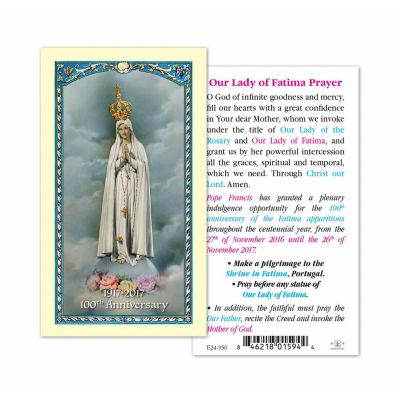 Prayer To The O.l. Of Fatima 100th Anniversary Holy Card (Pack Of 31) -  - E24-950