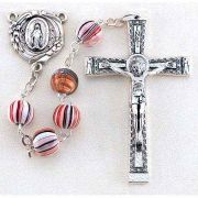 Red Grained Round Wood Bead Rosary 20 inch