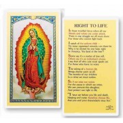 25pk - Our Lady of Guadalupe the Right to Life Laminated Holy Card  Pk 25