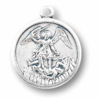 Round 1 inch Silver Oxidized Saint Michael Medal (25 Pack)