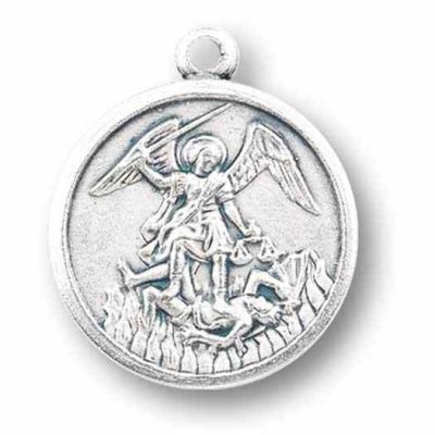 Round 1 inch Silver Oxidized Saint Michael Medal (25 Pack) - 846218091030 - 1315
