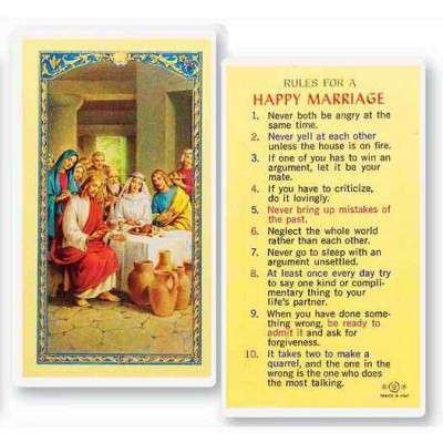 Rules For A Happy Marriage 2 x 4 inch Holy Card (50 Pack) - 846218015050 - E24-744