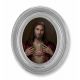 Sacred Heart Of Jesus Gold Stamped Print In Oval Silver Leaf Frame 2Pk -  - 451S-115