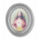 Sacred Heart Of Jesus Gold Stamped Print /Oval Silver Leaf Frame 2/Pk -  - 451S-111