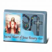 Sacred Heart Of Jesus Specialty Rosary with Garnet Crystal Beads