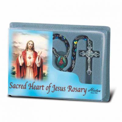 Sacred Heart Of Jesus Specialty Rosary with Garnet Crystal Beads - 846218030121 - 132-105