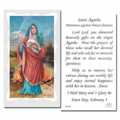 Saint Agatha 2 x 4 inch Holy Cards - (Pack of 100) - 846218004627 - 5P-400