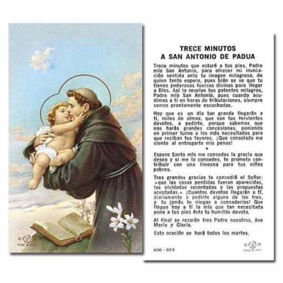 Saint Anthony 2x4 inch Holy Cards - (Pack of 100) - 846218007031 - 600-023 Saint Anthony 2x4 inch Holy Cards - (Pack of 100) - 846218007031 - 600-023